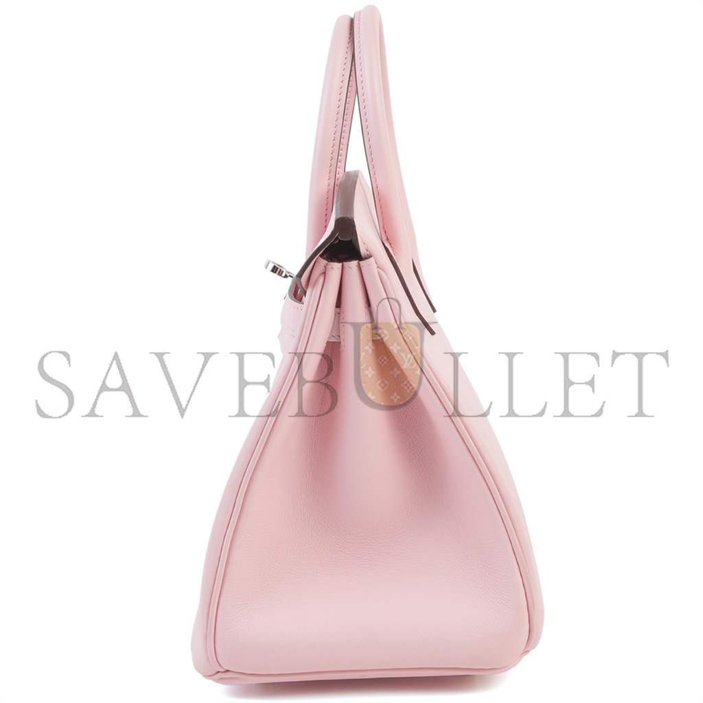 H**mes birkin 25 swift leather 3q cherry blossom silver buckle h049362ck3q (25*20*13cm)